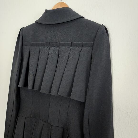 NWT Jovani Maslavi Black Pleated Collar Long Sleeve Button Midi Dress 2 - Picture 10 of 10
